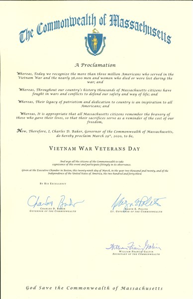 Massachusetts State Proclamation (2020)